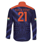 Custom India Cricket Family Matching Off The Shoulder Long Sleeve Dress and Hawaiian Shirt Go Men In Blue Sporty Version