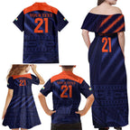 Custom India Cricket Family Matching Off Shoulder Maxi Dress and Hawaiian Shirt Go Men In Blue Sporty Version