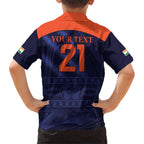 Custom India Cricket Family Matching Short Sleeve Bodycon Dress and Hawaiian Shirt Go Men In Blue Sporty Version