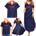 Custom India Cricket Family Matching Summer Maxi Dress and Hawaiian Shirt Go Men In Blue Sporty Version
