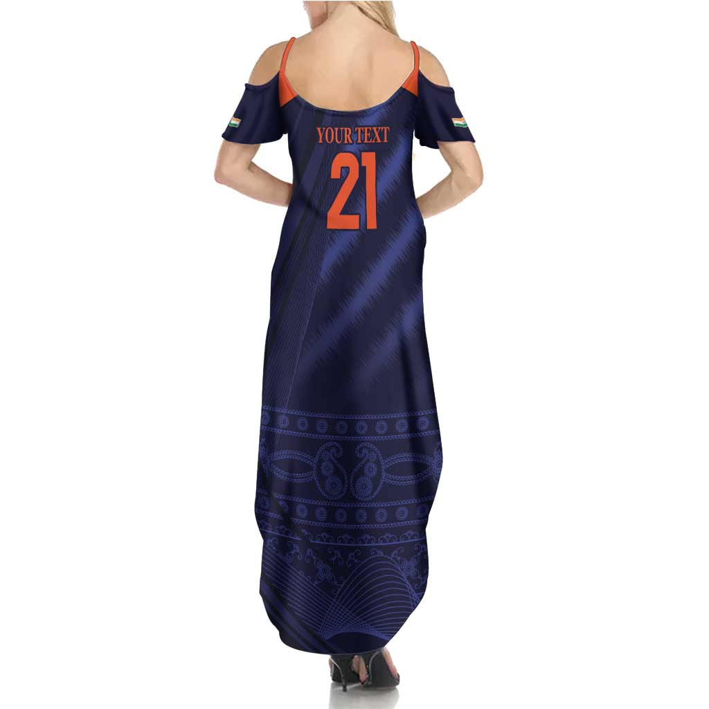 Custom India Cricket Family Matching Summer Maxi Dress and Hawaiian Shirt Go Men In Blue Sporty Version
