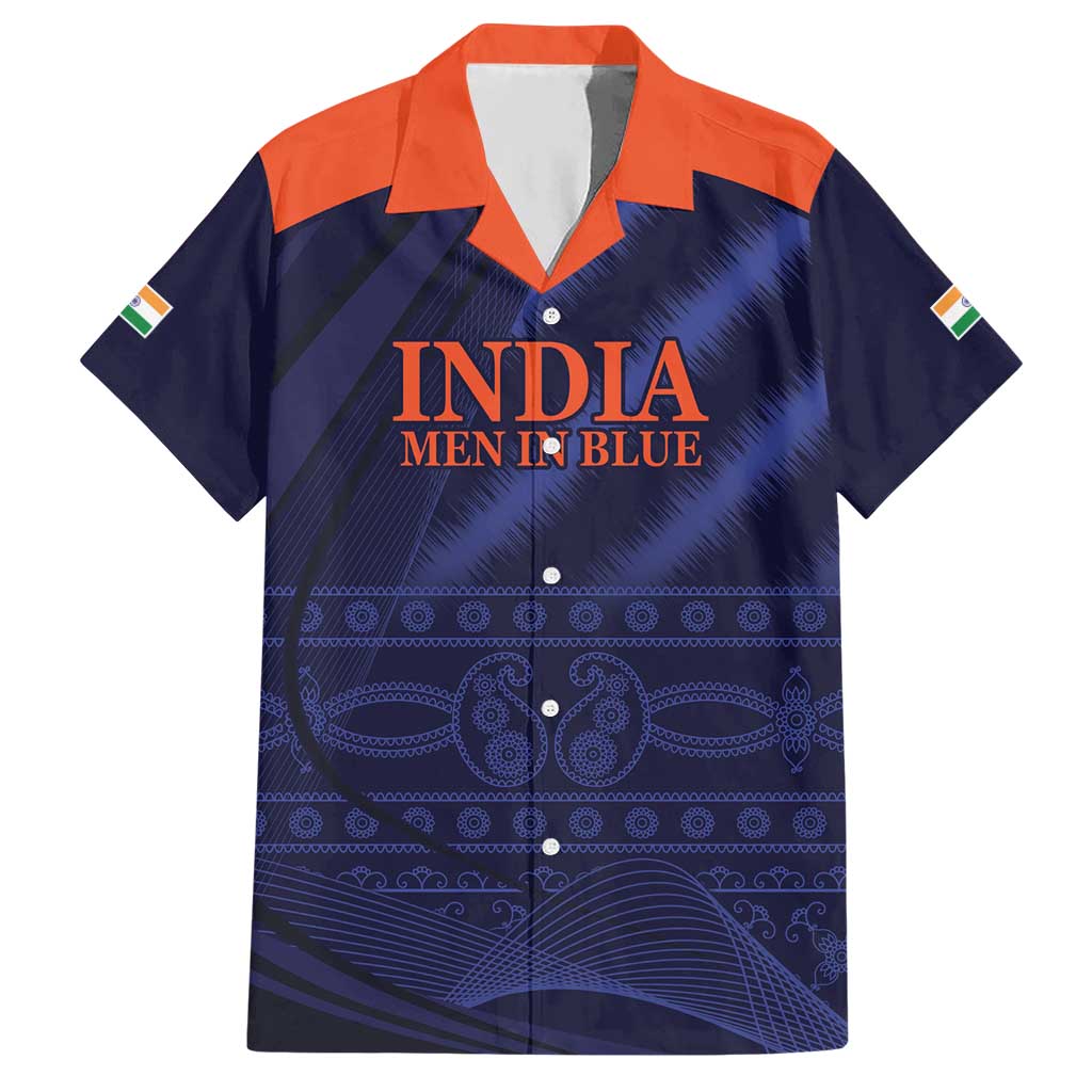 Custom India Cricket Hawaiian Shirt Go Men In Blue Sporty Version