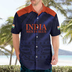 Custom India Cricket Hawaiian Shirt Go Men In Blue Sporty Version