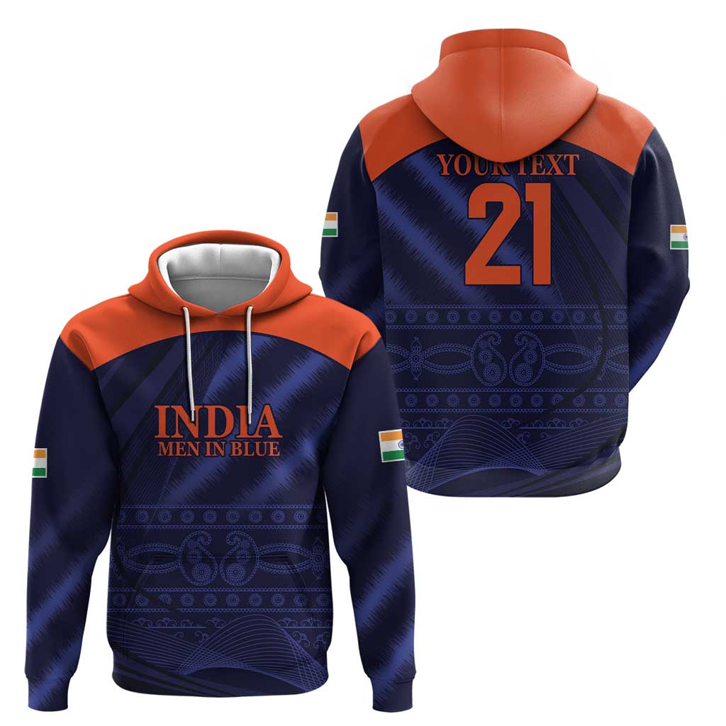 Custom India Cricket Hoodie Go Men In Blue Sporty Version