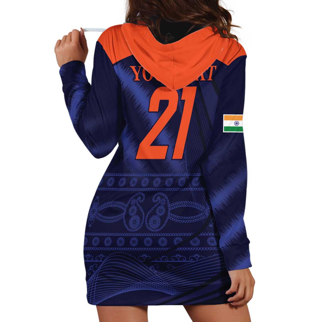 Custom India Cricket Hoodie Dress Go Men In Blue Sporty Version