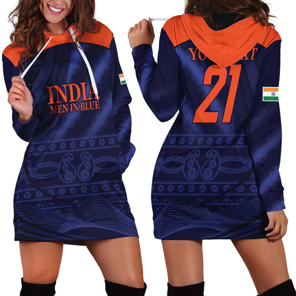 Custom India Cricket Hoodie Dress Go Men In Blue Sporty Version