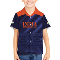 Custom India Cricket Kid Hawaiian Shirt Go Men In Blue Sporty Version