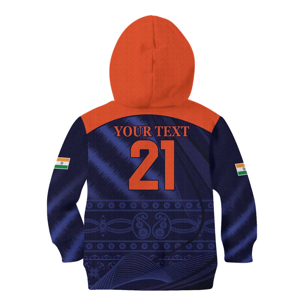 Custom India Cricket Kid Hoodie Go Men In Blue Sporty Version