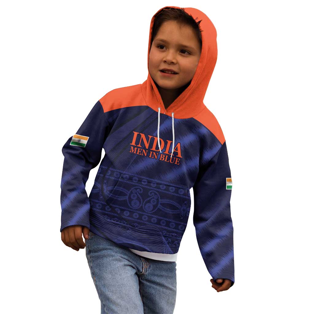 Custom India Cricket Kid Hoodie Go Men In Blue Sporty Version
