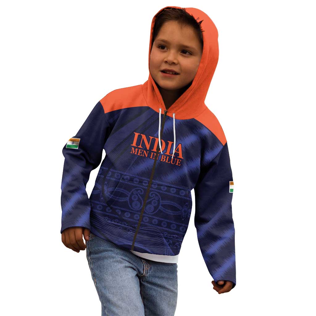 Custom India Cricket Kid Hoodie Go Men In Blue Sporty Version
