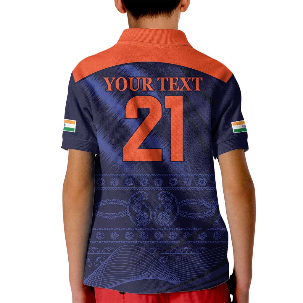 Custom India Cricket Kid Polo Shirt Go Men In Blue Sporty Version