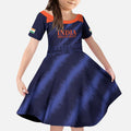 Custom India Cricket Kid Short Sleeve Dress Go Men In Blue Sporty Version