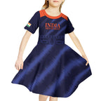 Custom India Cricket Kid Short Sleeve Dress Go Men In Blue Sporty Version
