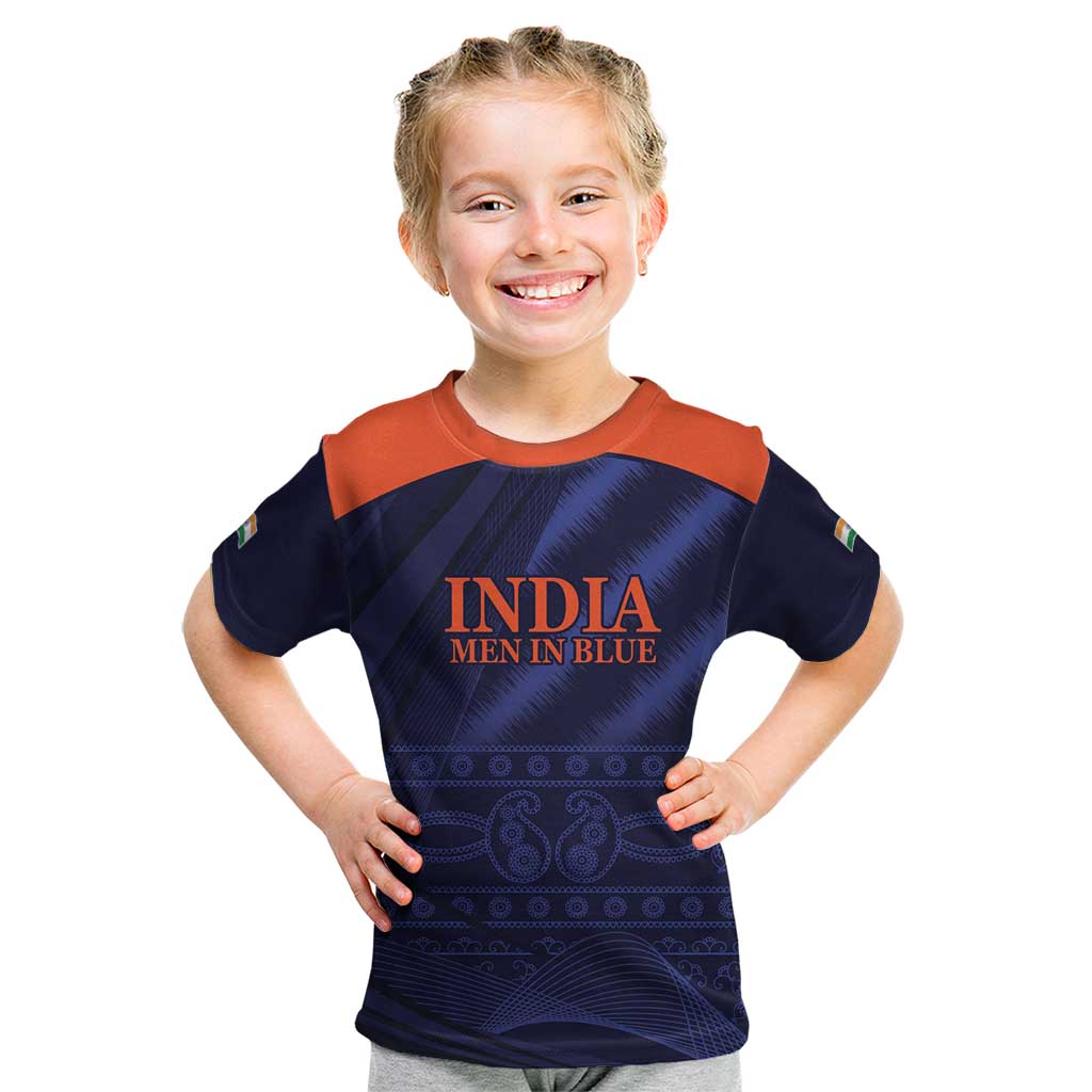Custom India Cricket Kid T Shirt Go Men In Blue Sporty Version