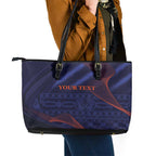Custom India Cricket Leather Tote Bag Go Men In Blue Sporty Version