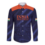 Custom India Cricket Long Sleeve Button Shirt Go Men In Blue Sporty Version