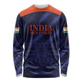 Custom India Cricket Long Sleeve Shirt Go Men In Blue Sporty Version