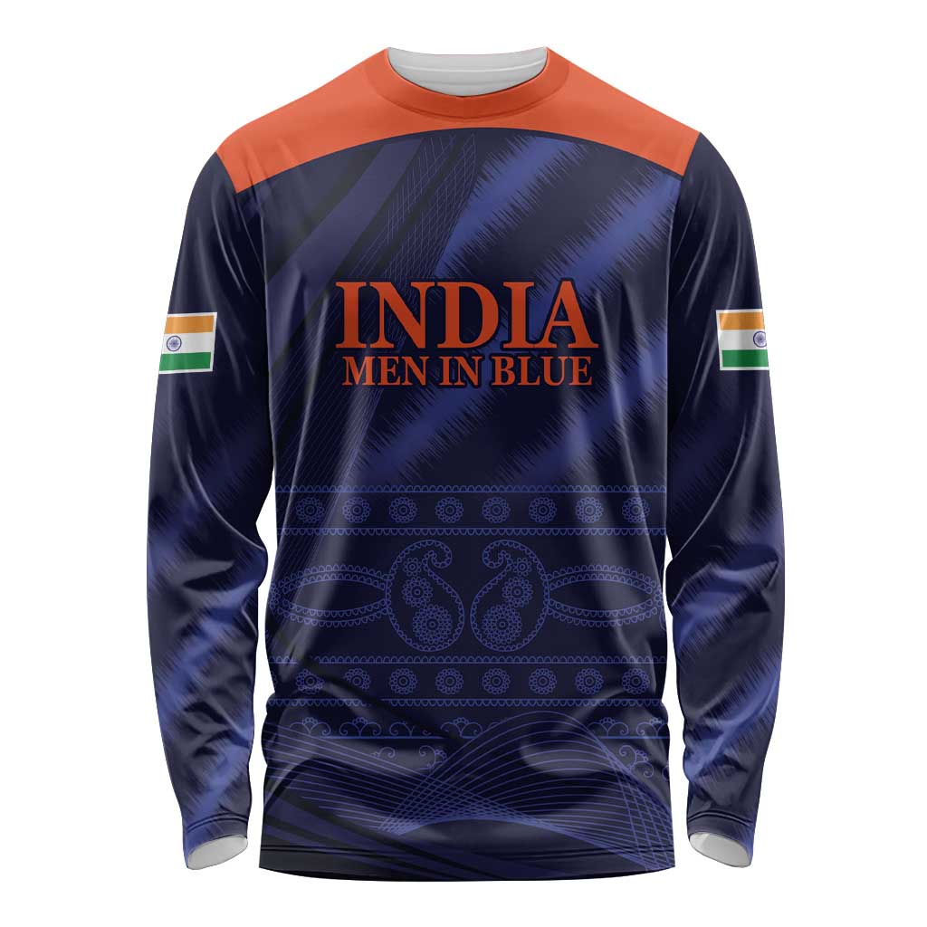 Custom India Cricket Long Sleeve Shirt Go Men In Blue Sporty Version