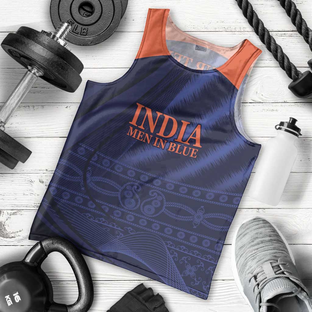 Custom India Cricket Men Tank Top Go Men In Blue Sporty Version