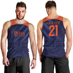 Custom India Cricket Men Tank Top Go Men In Blue Sporty Version