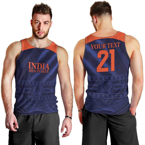 Custom India Cricket Men Tank Top Go Men In Blue Sporty Version