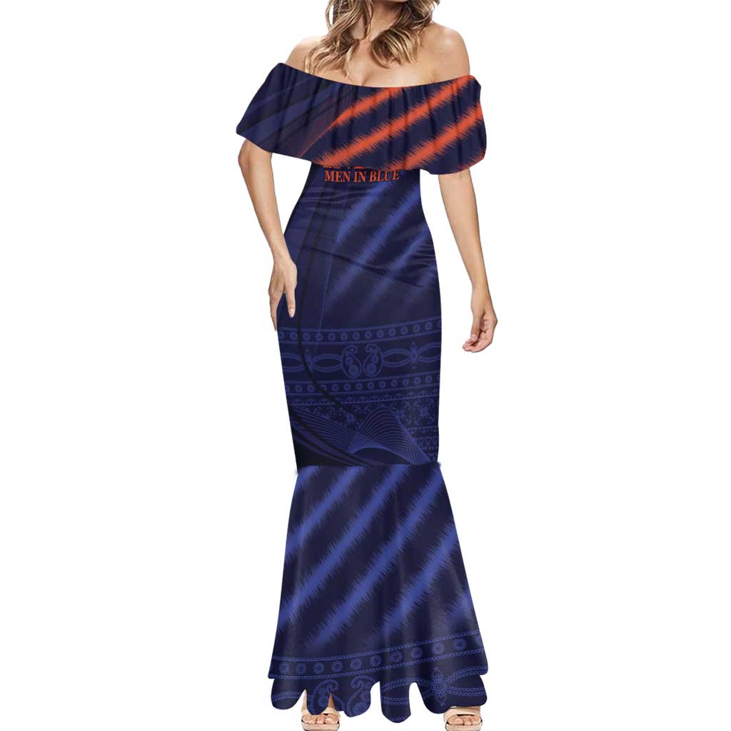 Custom India Cricket Mermaid Dress Go Men In Blue Sporty Version