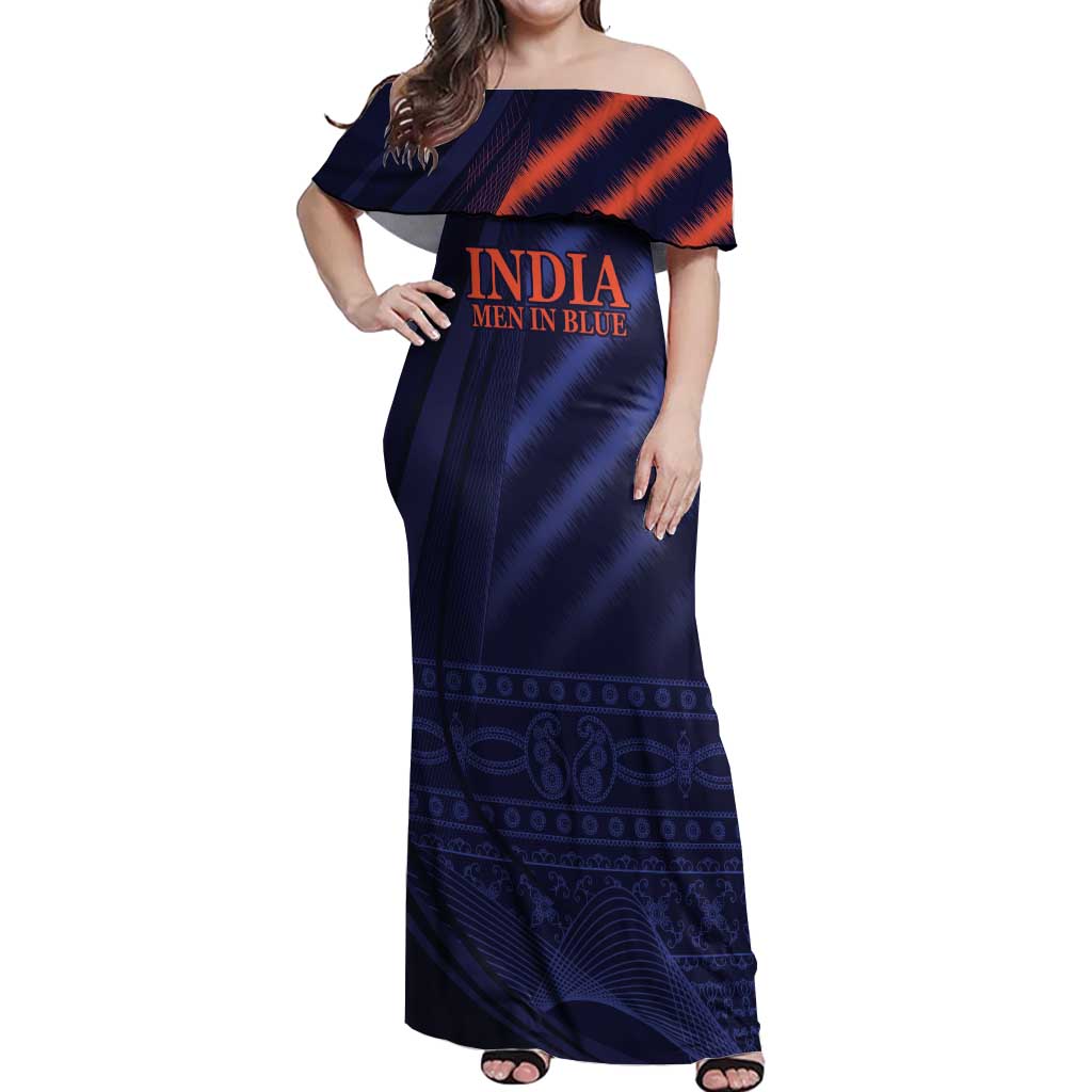 Custom India Cricket Off Shoulder Maxi Dress Go Men In Blue Sporty Version