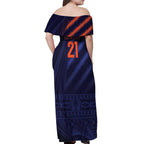 Custom India Cricket Off Shoulder Maxi Dress Go Men In Blue Sporty Version