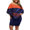 Custom India Cricket Off Shoulder Short Dress Go Men In Blue Sporty Version