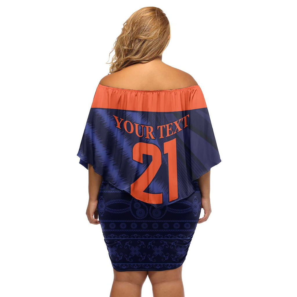 Custom India Cricket Off Shoulder Short Dress Go Men In Blue Sporty Version