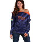 Custom India Cricket Off Shoulder Sweater Go Men In Blue Sporty Version