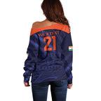 Custom India Cricket Off Shoulder Sweater Go Men In Blue Sporty Version