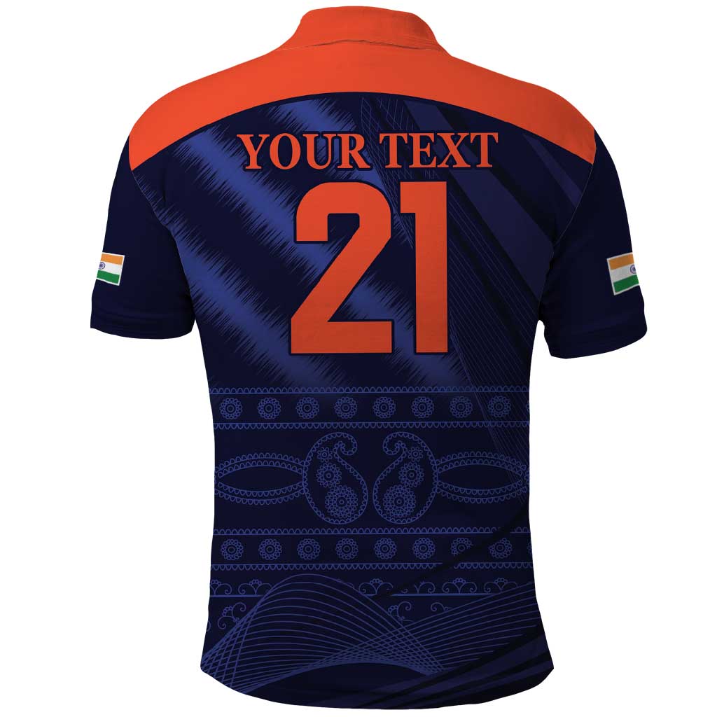 Custom India Cricket Polo Shirt Go Men In Blue Sporty Version