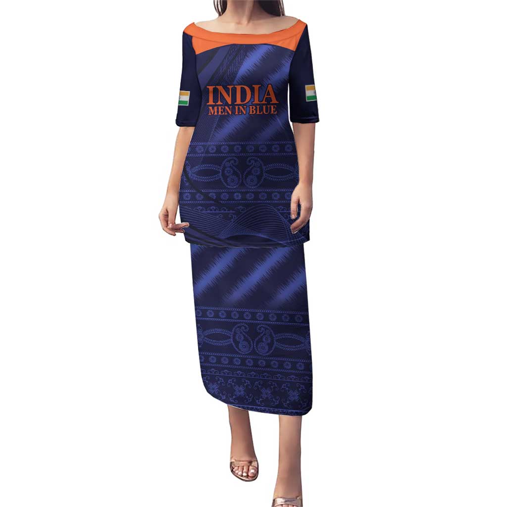 Custom India Cricket Puletasi Go Men In Blue Sporty Version