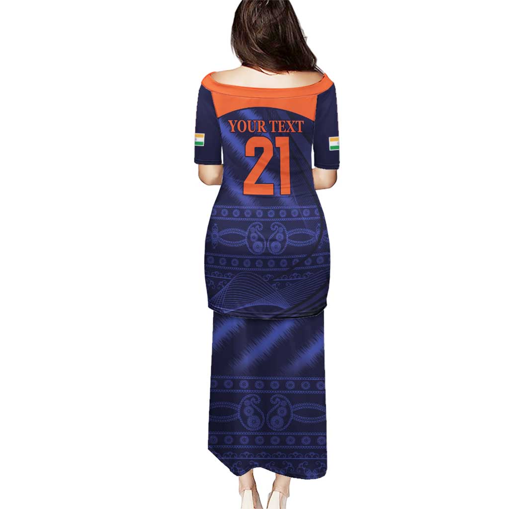 Custom India Cricket Puletasi Go Men In Blue Sporty Version