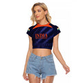 Custom India Cricket Raglan Cropped T Shirt Go Men In Blue Sporty Version