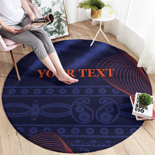 Custom India Cricket Round Carpet Go Men In Blue Sporty Version