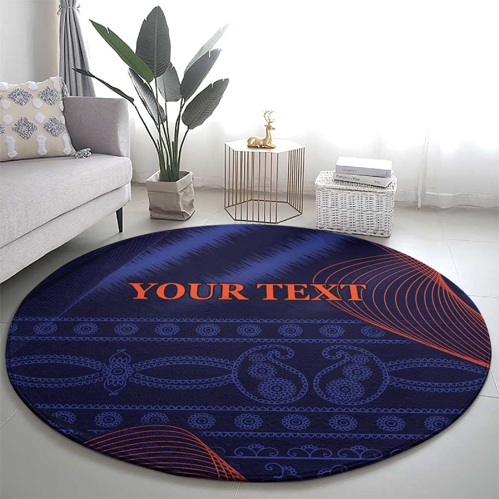 Custom India Cricket Round Carpet Go Men In Blue Sporty Version