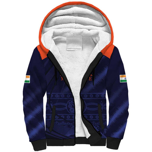 Custom India Cricket Sherpa Hoodie Go Men In Blue Sporty Version