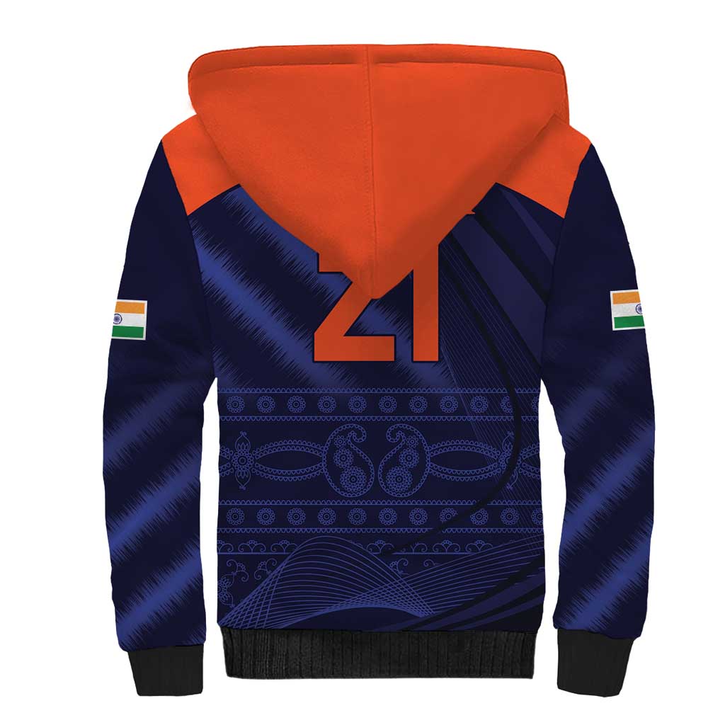 Custom India Cricket Sherpa Hoodie Go Men In Blue Sporty Version