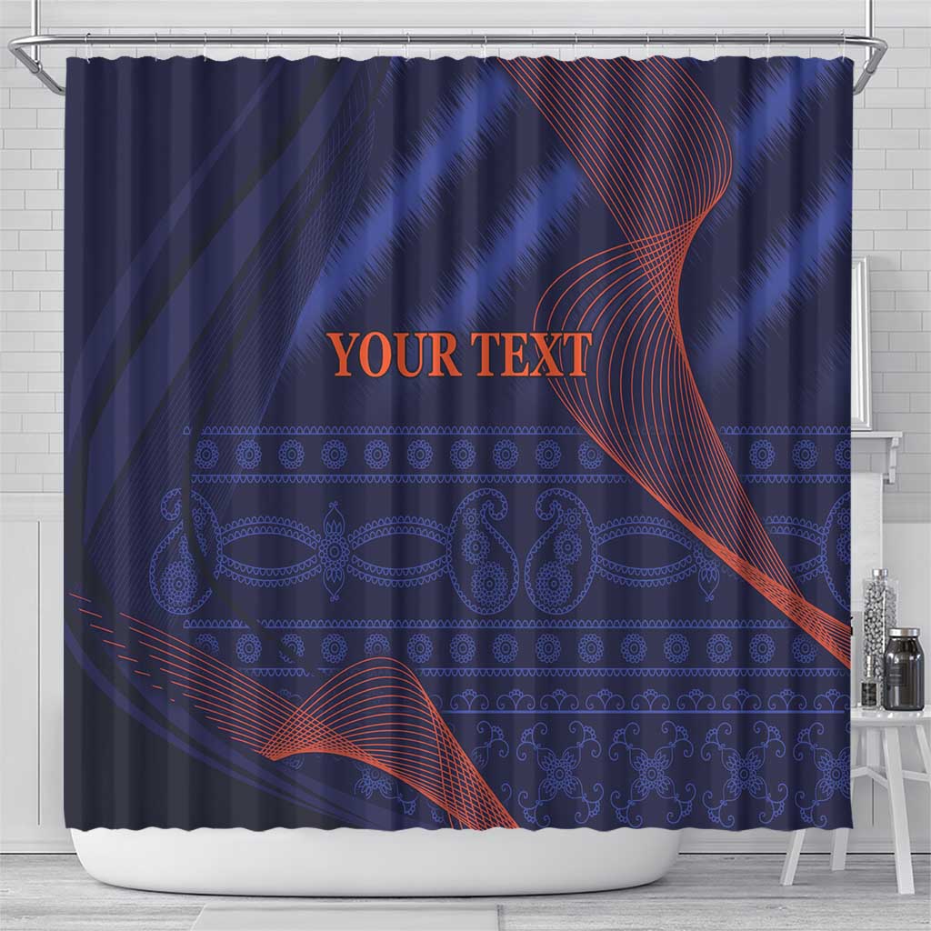 Custom India Cricket Shower Curtain Go Men In Blue Sporty Version