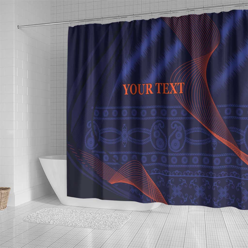 Custom India Cricket Shower Curtain Go Men In Blue Sporty Version