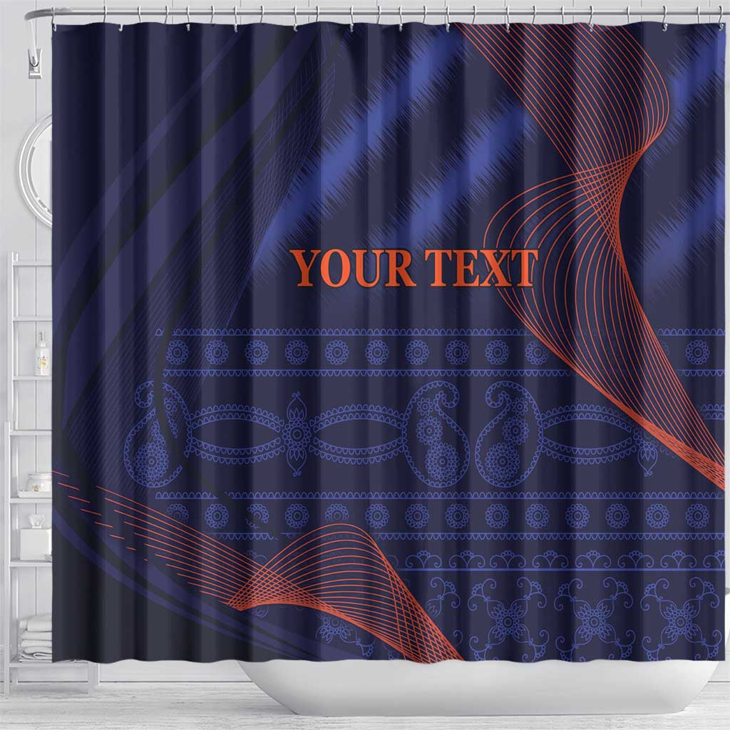 Custom India Cricket Shower Curtain Go Men In Blue Sporty Version