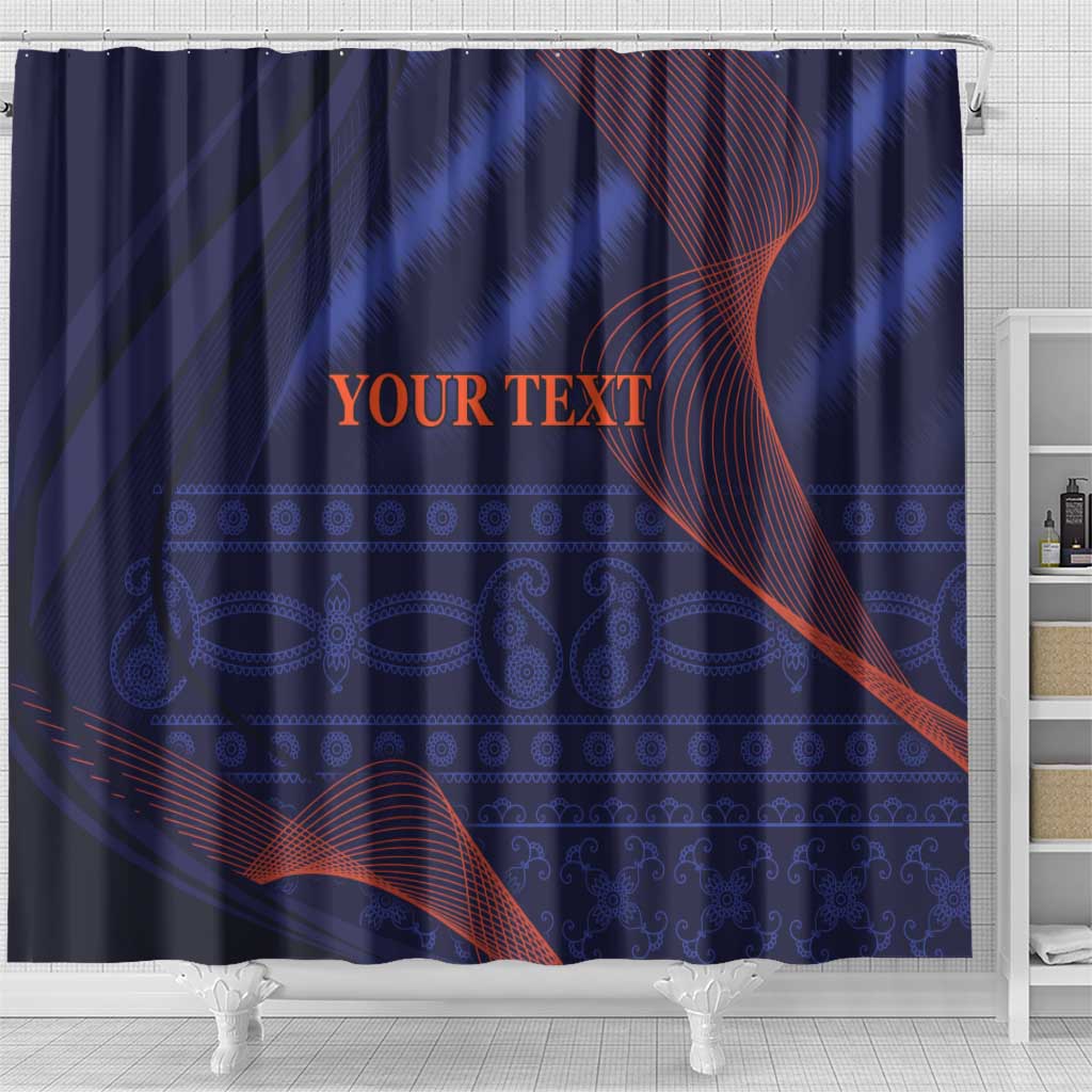 Custom India Cricket Shower Curtain Go Men In Blue Sporty Version