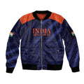 Custom India Cricket Sleeve Zip Bomber Jacket Go Men In Blue Sporty Version
