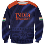 Custom India Cricket Sweatshirt Go Men In Blue Sporty Version