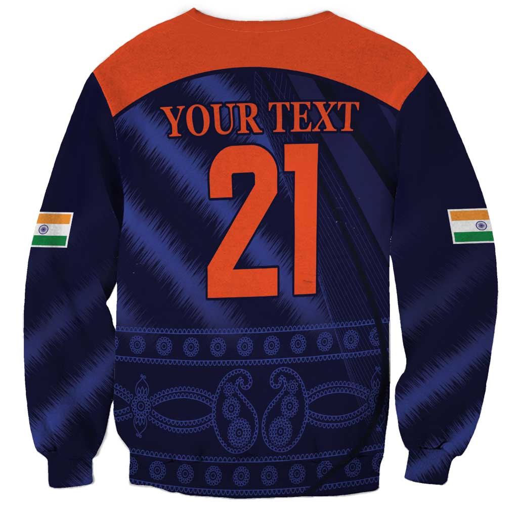 Custom India Cricket Sweatshirt Go Men In Blue Sporty Version