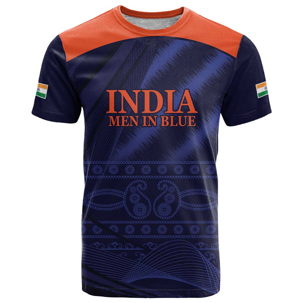 Custom India Cricket T Shirt Go Men In Blue Sporty Version