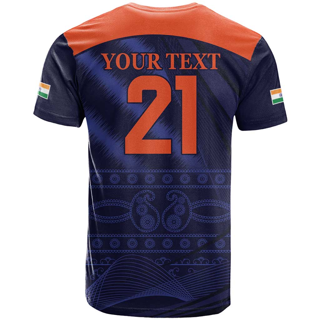 Custom India Cricket T Shirt Go Men In Blue Sporty Version