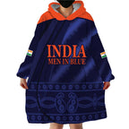 Custom India Cricket Wearable Blanket Hoodie Go Men In Blue Sporty Version